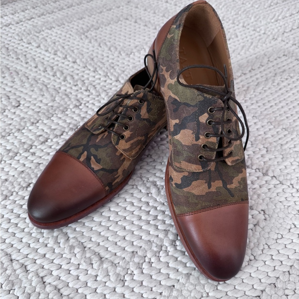 Men’s Taft Camouflage Brown Leather Dress Shoes - Picture 2 of 6